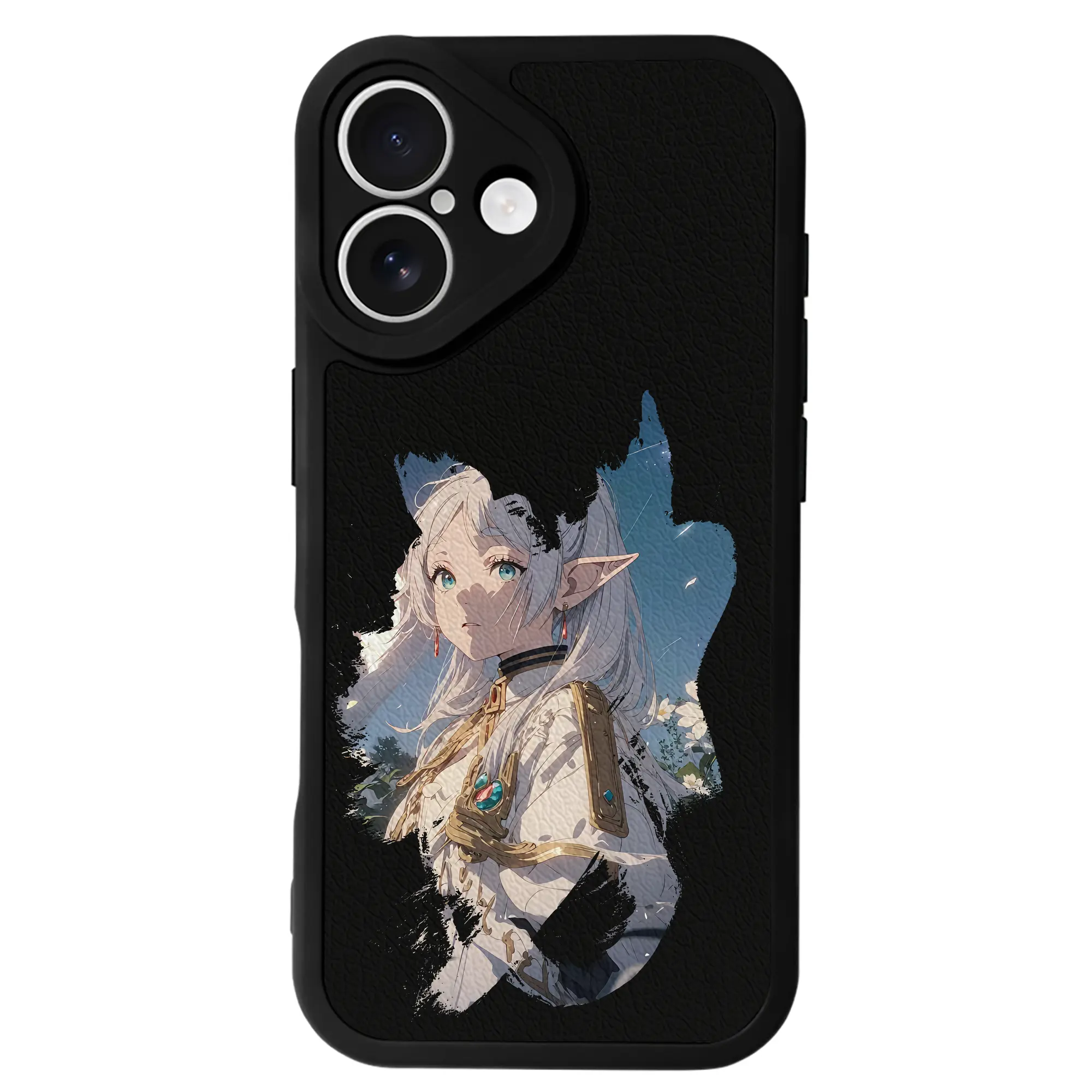 葬送のフリーレン（Frieren） グッズ,フリーレン（Frieren） - IPhone 16シリーズ対応 ・ シリコンスマホケース ・ レザー調 ・ 高精度フィット ・ 耐衝撃 ・ ワイヤレス充電対応 ・ 精密カット